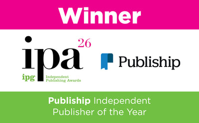 Award banner for 'Publisher of the Year' at the Independent Publishing Awards with IPA and Publiship logos.